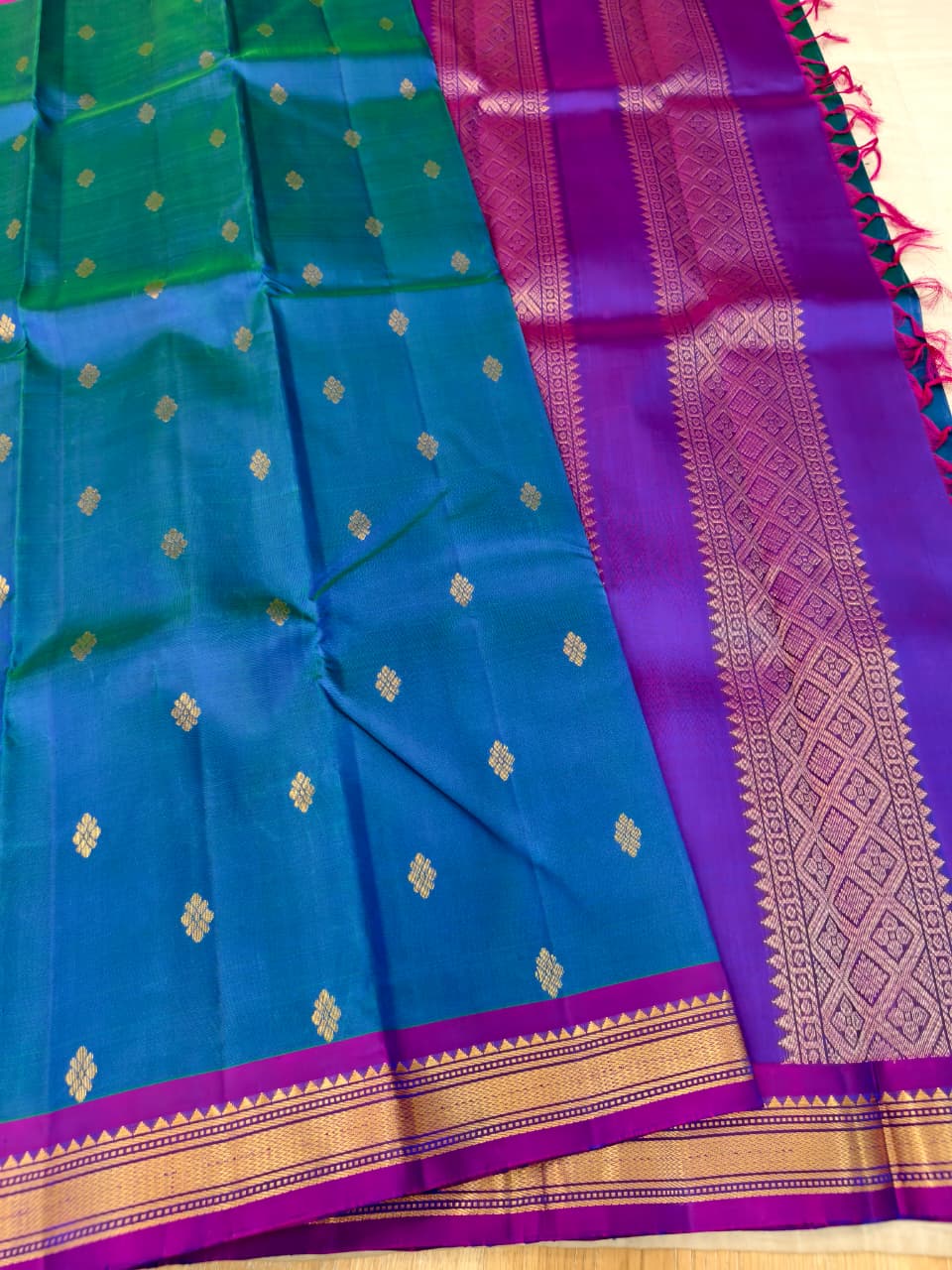 Purple Soft Silk Saree with Indigo Pallu