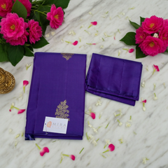 Blue Kanjivaram Saree with Golden Flower Butta design