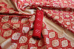 Red Georgette Bandhini design Banarasi wedding saree