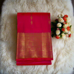 Red Kanjivaram Saree with Paprika Border