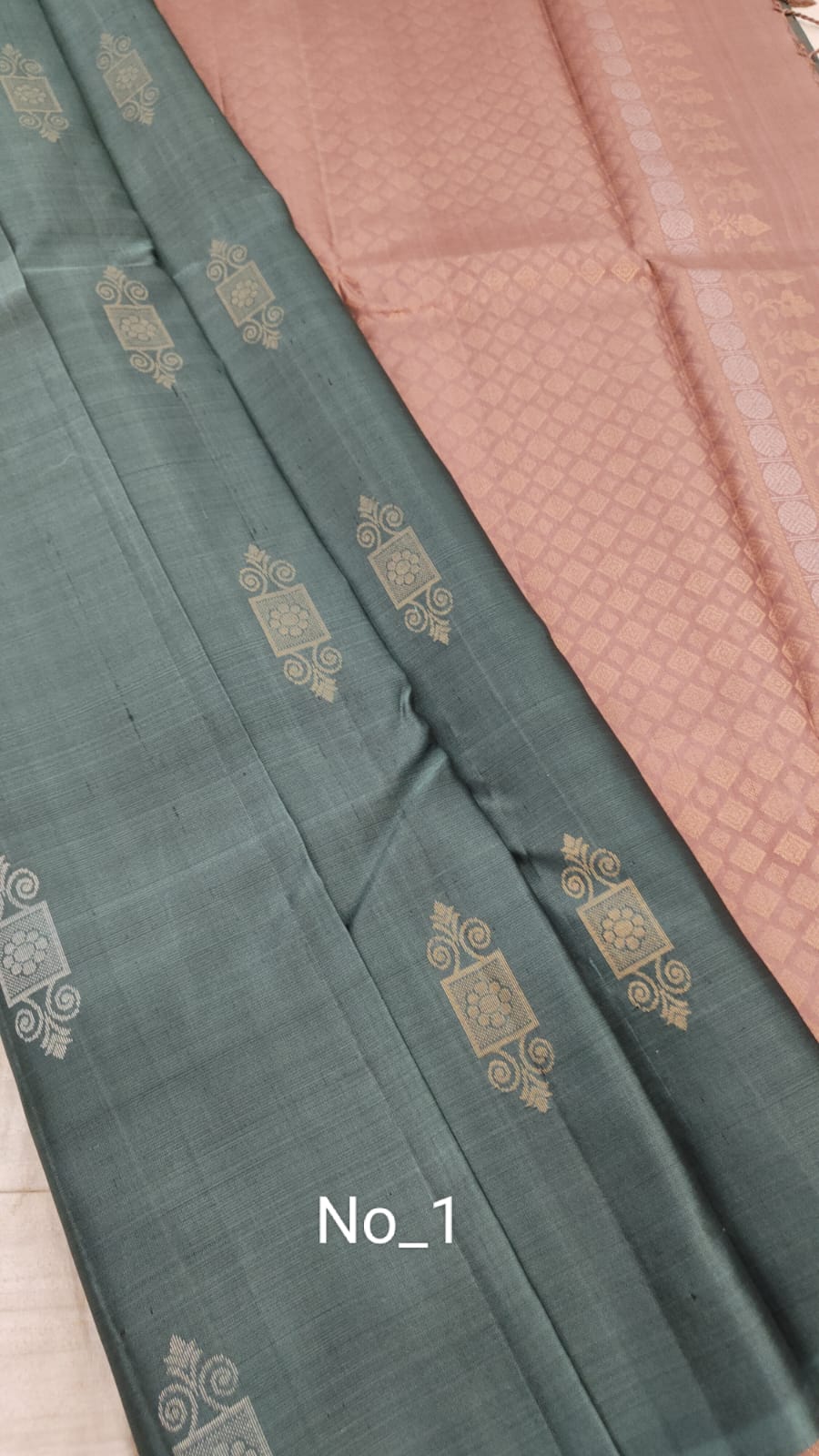 Rose Gold Soft Silk Saree with Grey Pallu