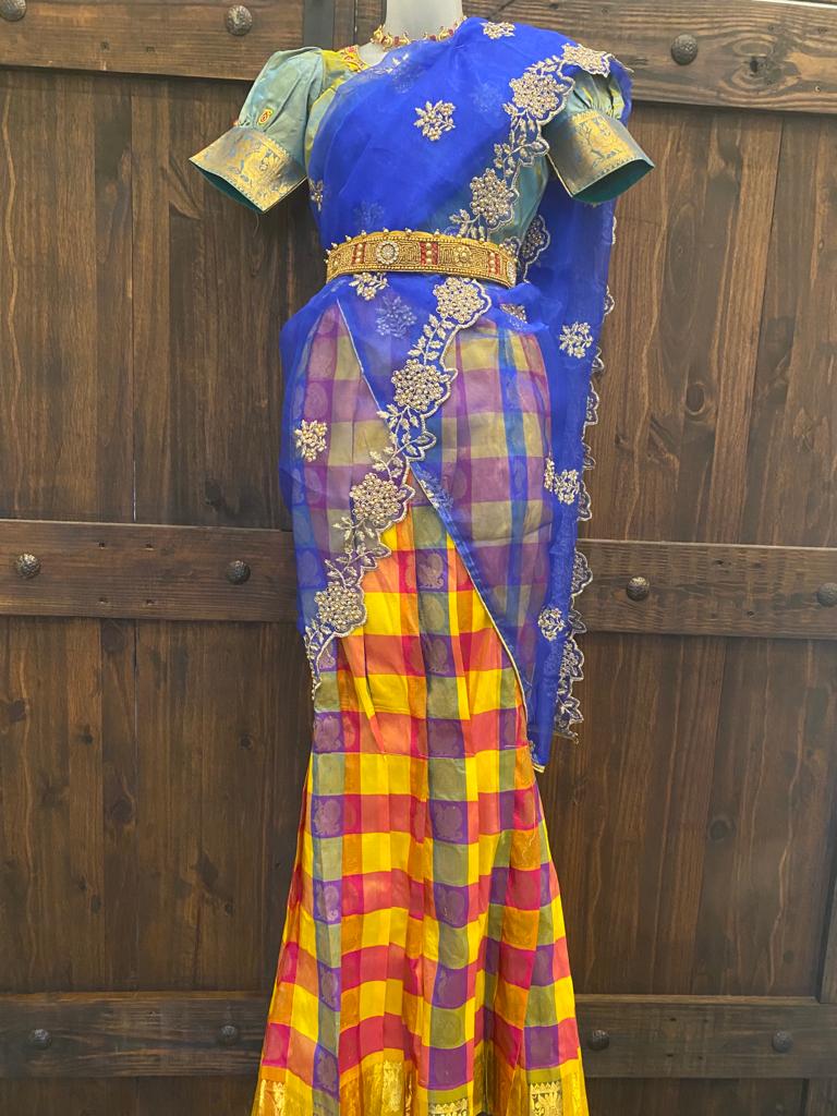 Royal Blue Pure Silk half Saree