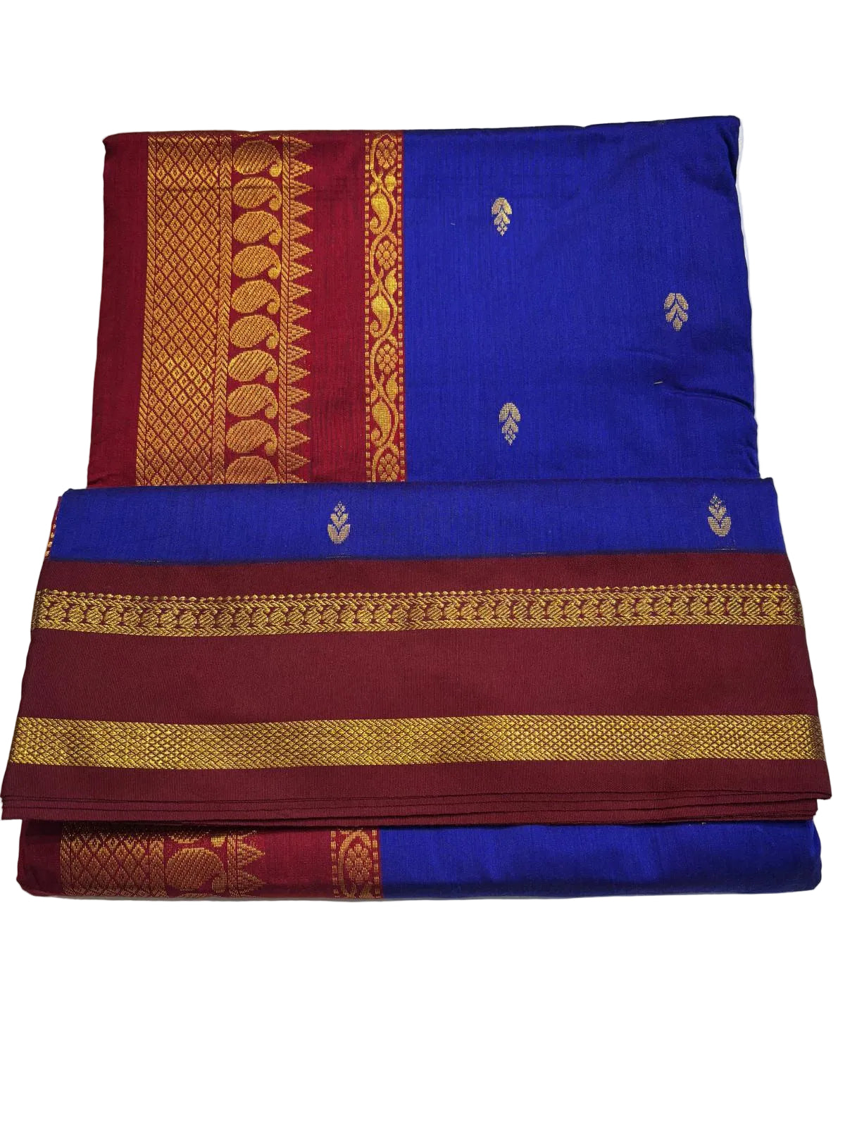 9 yards Madisar Royal Blue Silk cotton Saree