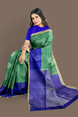Pine green with royal blue soft silk saree - MIRASILKS Pine green with royal blue soft silk saree 