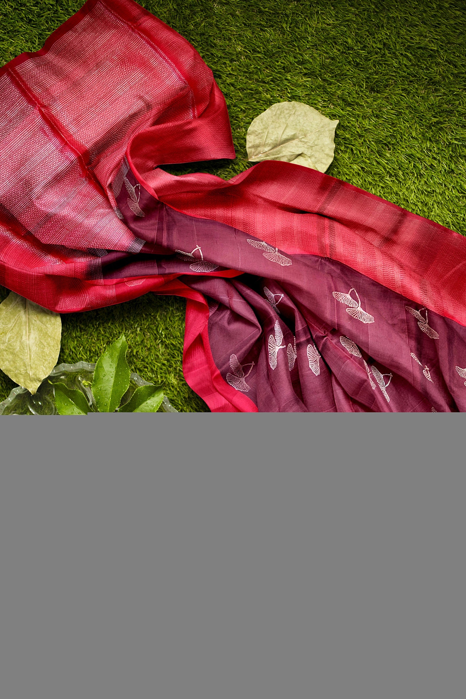 Brown with Maroon soft silk saree