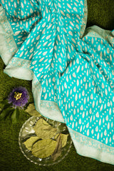 Wedding saree - Aquamarine Green Banarasi Katan Jaal Saree