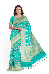 Wedding saree - Aquamarine Green Banarasi Katan Jaal Saree
