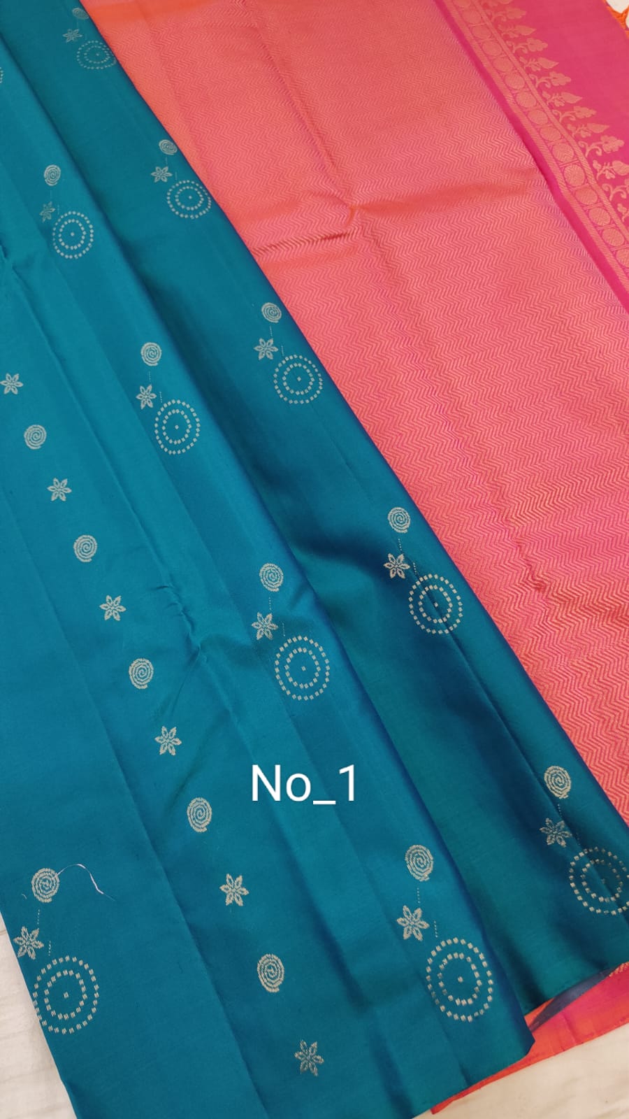 Terracota Soft Silk Saree with Peacock Blue Pallu