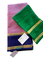 Tulip Pink Mysore Pure Silk Saree With Midnight Blue Border