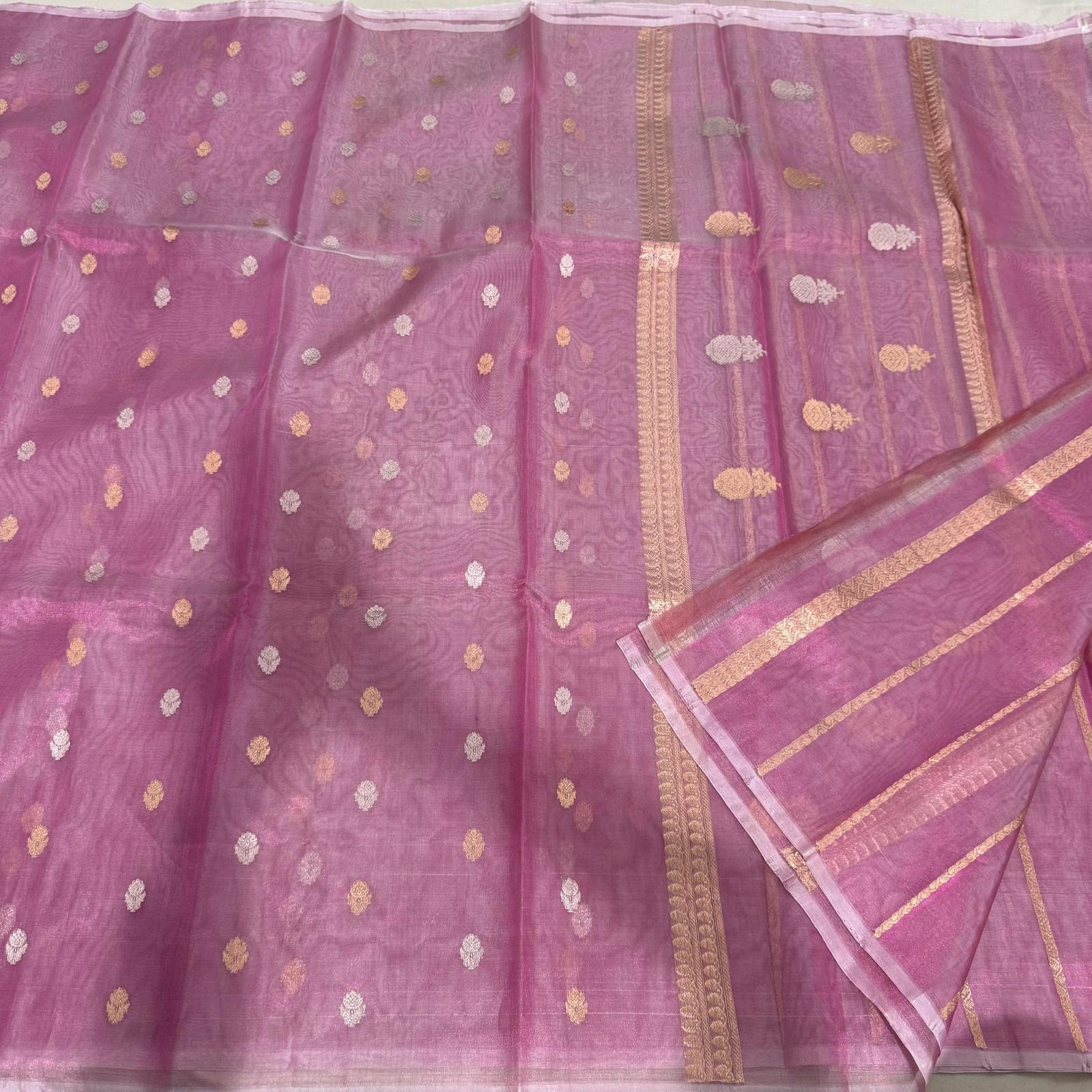 Turkish Rose Tissue Organza Saree