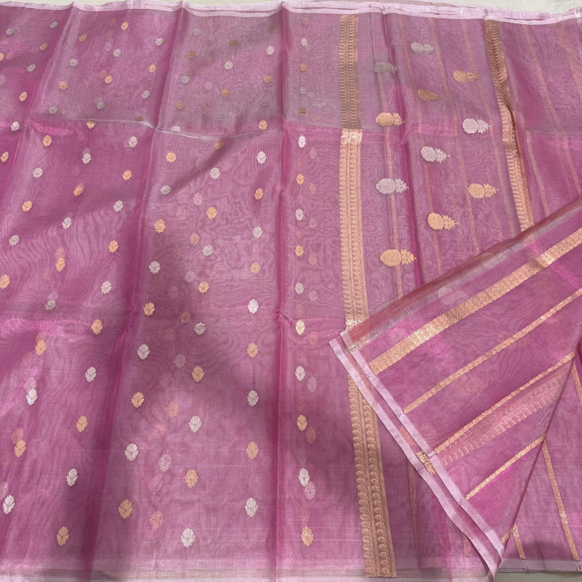 Turkish Rose Tissue Organza Saree