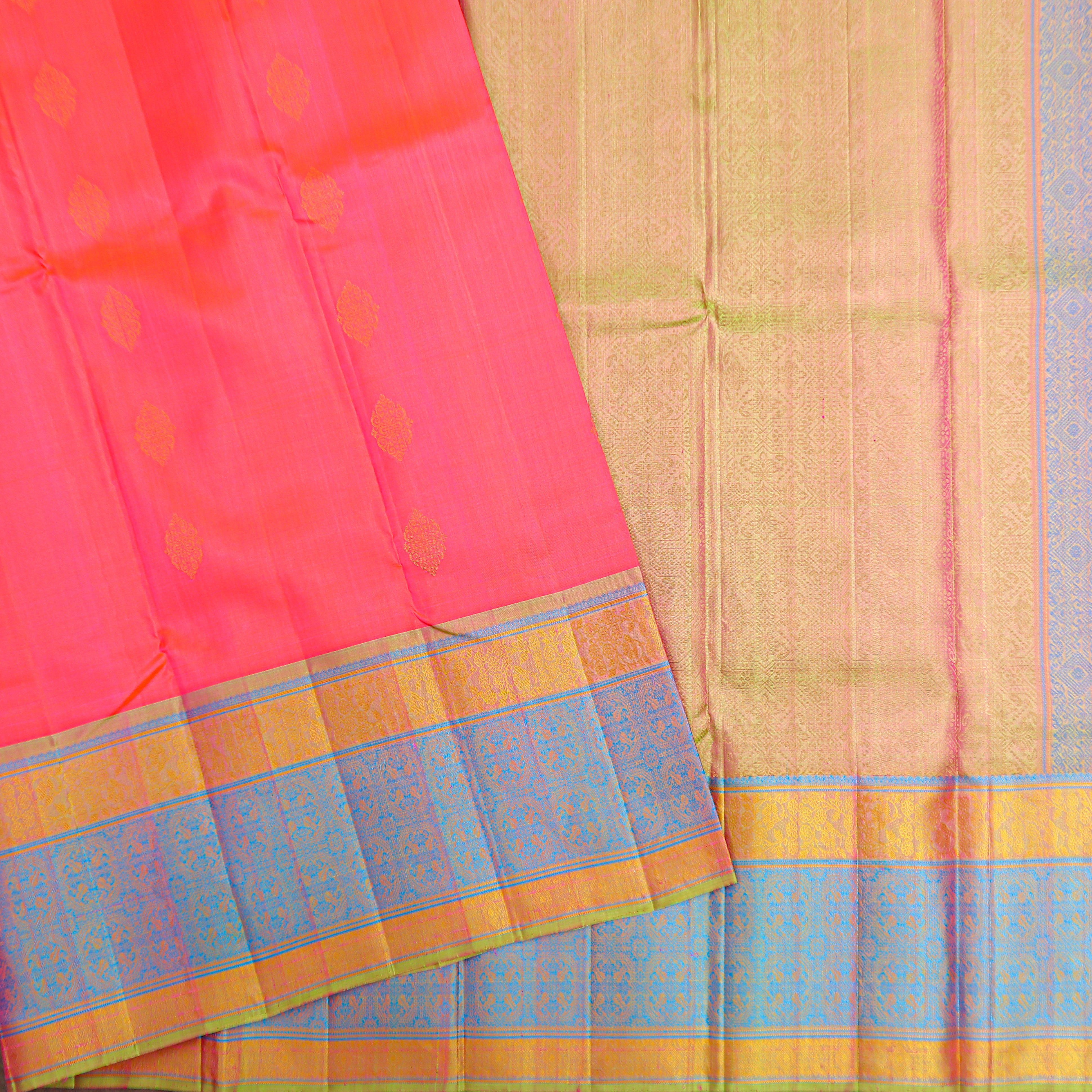 Watermelon Pink Soft Silk Saree