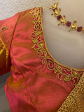 Yellow and Pink Pure Silk half Saree - MIRASILKS Yellow and Pink Pure Silk half Saree 