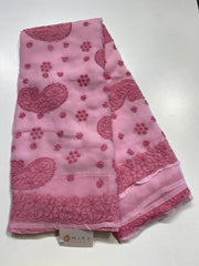 Pastel pink chiffon Chikankari saree