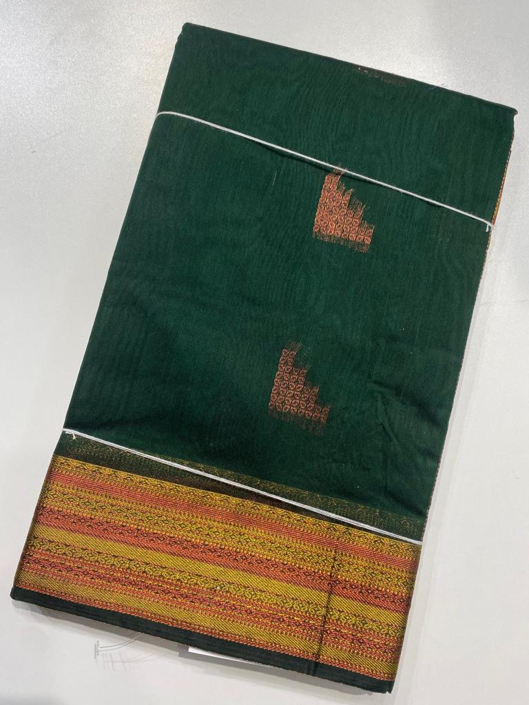 Emerald green silk cotton saree