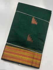 Emerald green silk cotton saree