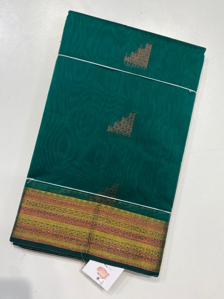 Pine Green silk cotton saree