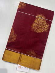 Currant Red floral silk cotton saree