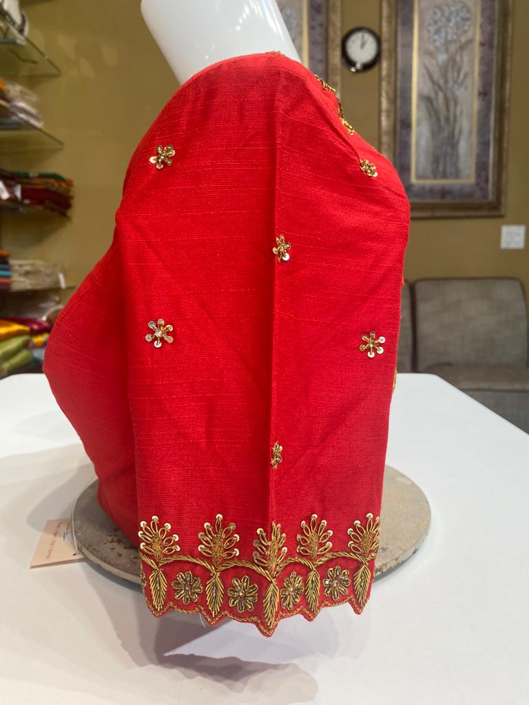 Hot Red with gold Maggam Work Partywear Blouse