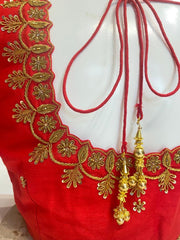 Hot Red with gold Maggam Work Partywear Blouse