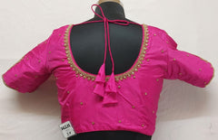 Barbie Pink Blouse with Golden Aari Work