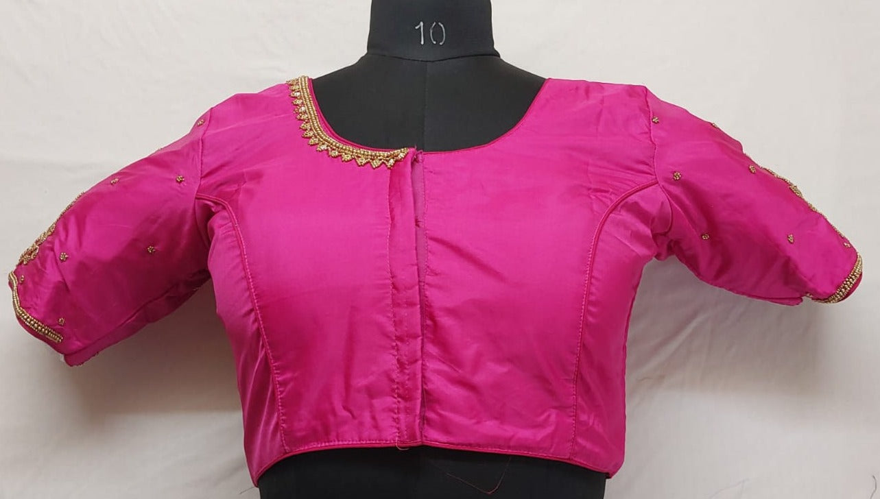 Barbie Pink Blouse with Golden Aari Work