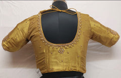 Golden Blouse with Beautiful Aari Work