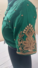 Dark Green Blouse with Aari Work