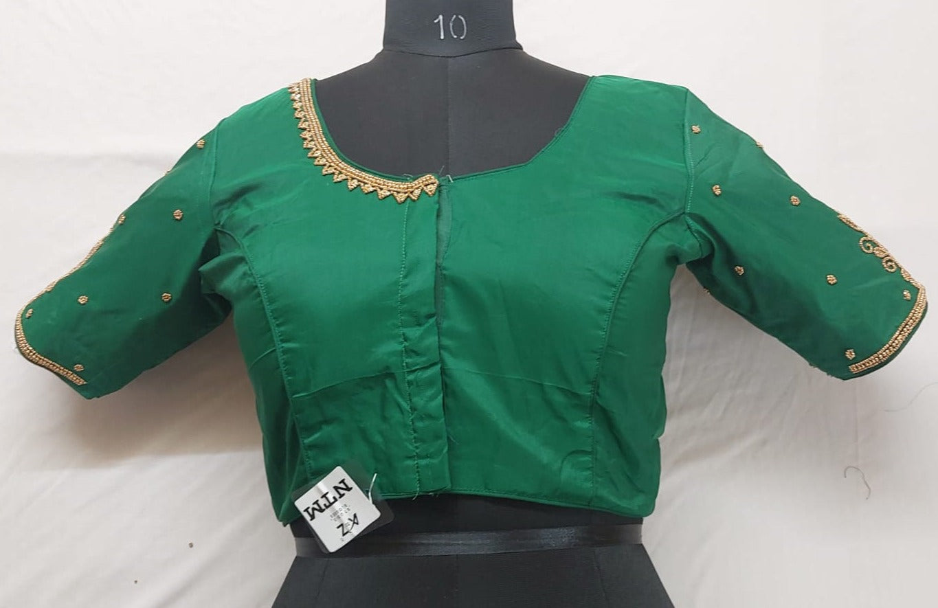 Dark Green Blouse with Aari Work