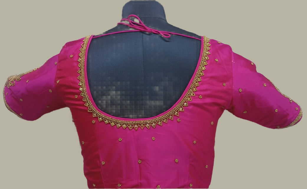 Pink aari work blouse