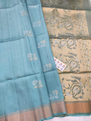 Ice Blue Raw Silk Saree