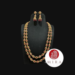 Golden Multi Layer Mala with Jhumka Set