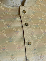 Brushed Gold Jacquard Kurta Set for Men