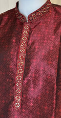 Deep Paprika Red Jacquard Kurta Set for Men