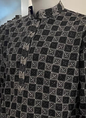 Smokey Black Chikankari Kurta Set for Men