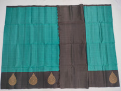 Fern green with grey Soft Silk Saree