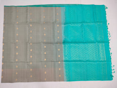 Sage green With Turquoise Pallu Soft Silk Saree