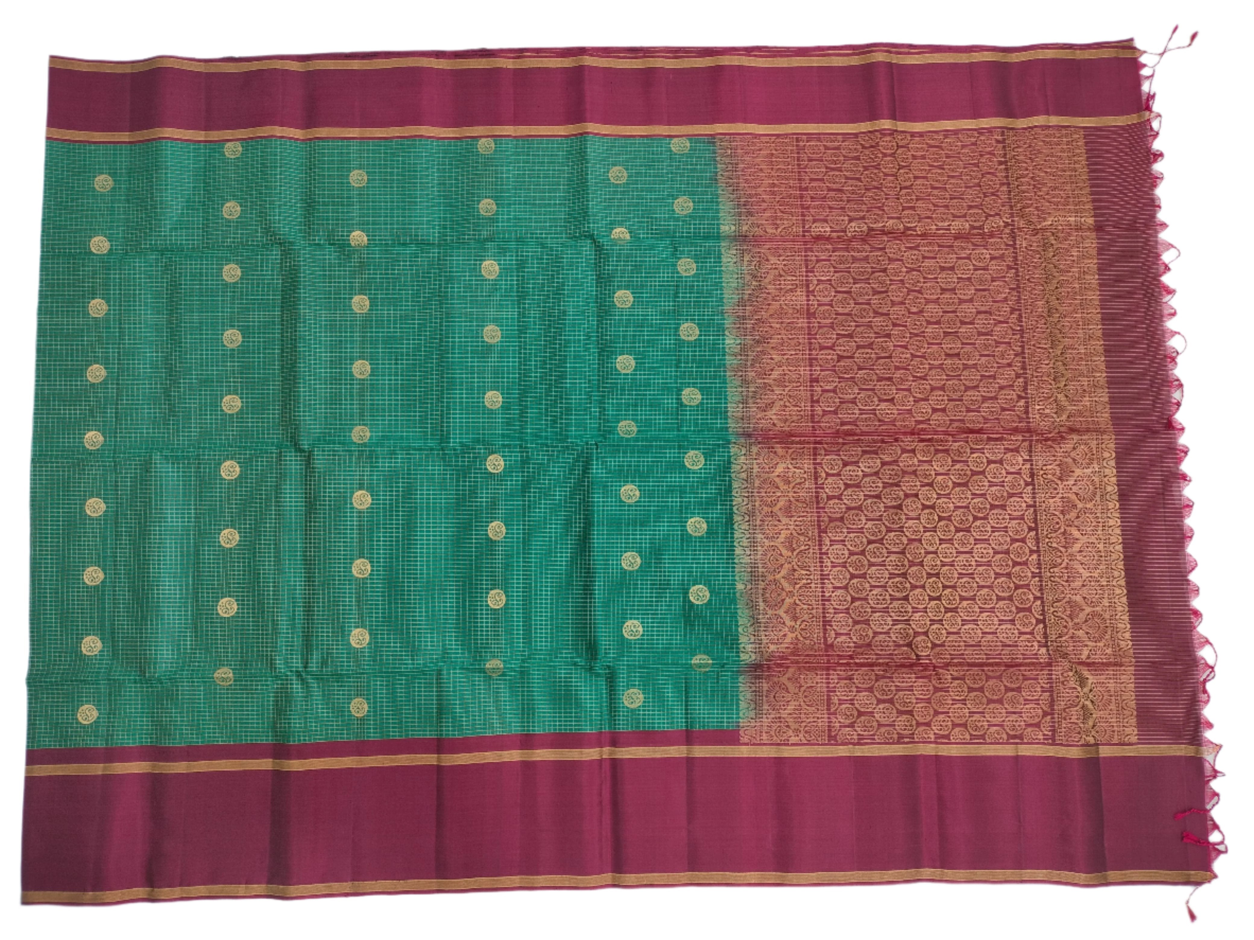 Dark Teal Soft Silk Saree With Maroon Pallu