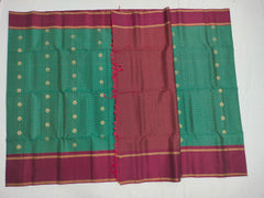 Bottle green with magenta Pallu Soft Silk Saree