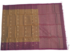 Antique Copper Soft Silk Saree With Maroon Pallu