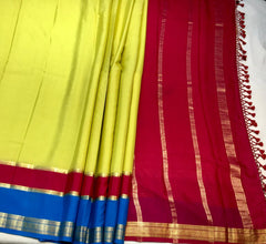 Light Green Mysore Silk With Maroon Pallu