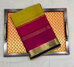 Olive Mysore Silk With Crimson Pallu