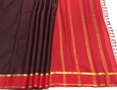 Dark Brown Mysore Silk With Red Pallu