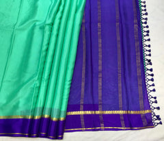 Sea Green Mysore Silk With Indigo Pallu