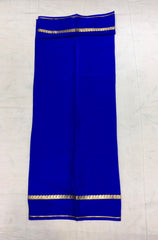 Deep Aqua Blue Mysore Silk With Royal Blue Pallu