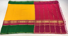 Haldi Yellow Mysore Silk With Green Border