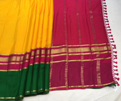 Haldi Yellow Mysore Silk With Green Border