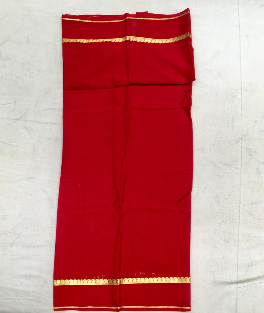 Dark Grey Mysore Silk With Red Pallu