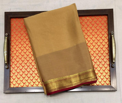 Chandan Yellow Mysore Silk With Red Pallu - MIRASILKS Chandan Yellow Mysore Silk With Red Pallu 