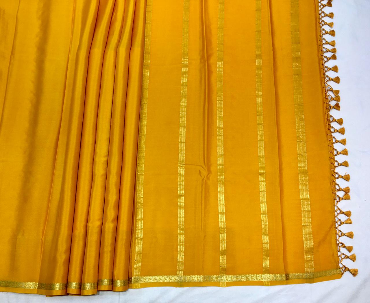 Mustard Yellow Mysore Silk Saree